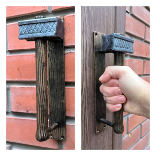 Forged Iron Hammer Door Handle: Metal Gate/Barn Door Pull