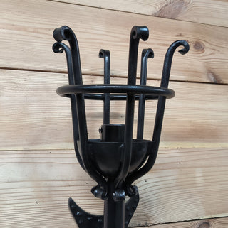 Hand Forged Black Metal Wall Sconce: Large Rustic Lighting