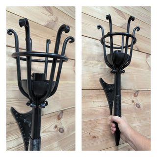Hand Forged Black Metal Wall Sconce: Large Rustic Lighting