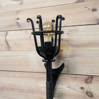Hand Forged Black Metal Wall Sconce: Large Rustic Lighting