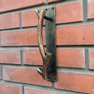 Hand Forged Iron Door Handle: Branch Design, Unique Barn Door Pull