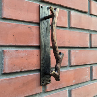 Hand Forged Iron Door Handle: Branch Design, Unique Barn Door Pull
