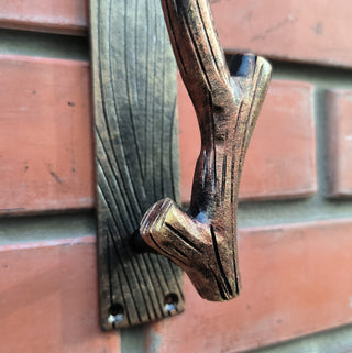 Hand Forged Iron Door Handle: Branch Design, Unique Barn Door Pull