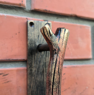 Hand Forged Iron Door Handle: Branch Design, Unique Barn Door Pull