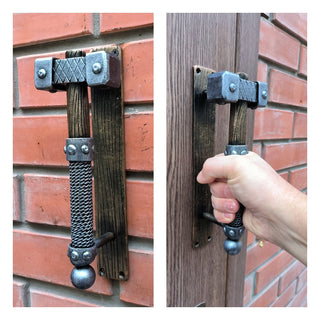 Hand Forged Hammer Door Handle: Metal Gate/Barn Door Pull