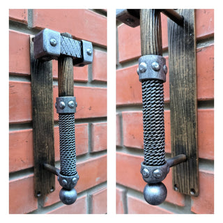 Hand Forged Hammer Door Handle: Metal Gate/Barn Door Pull