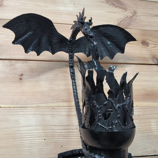 Wall light, Dragon light fixture, black metal sconce, dragon torch sconces