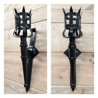 Metal wrought iron sconce, Torch wall lamp, Medieval style light fixture