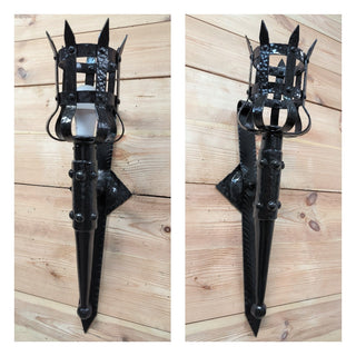 Metal wrought iron sconce, Torch wall lamp, Medieval style light fixture