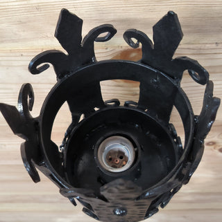 Hand Forged Viking Torch Wall Sconce: Black Metal Interior Light