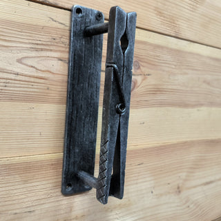 The clothespin Door Handle, Unique handcrafted door handle, Unusual door decor, Barn Door Handle, Iron Door Pull