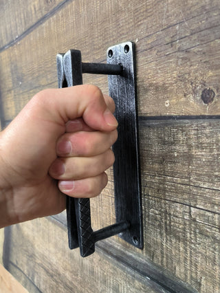 Clothespin Iron Door Handle: Unique Hand-Forged Barn Decor