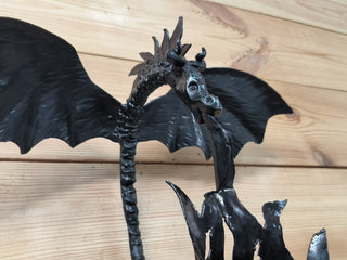 Wall light, Dragon light fixture, black metal sconce, dragon torch sconces