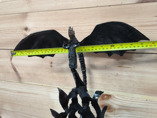 Dragon Torch Sconce: Black Metal Wall Light Fixture