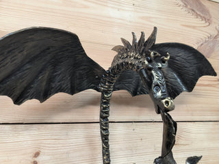 Wall light, Dragon light fixture, black metal sconce, dragon torch sconces