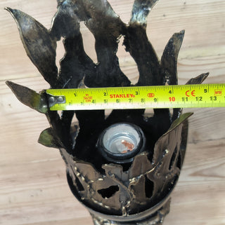 Dragon Torch Sconce: Black Metal Wall Light Fixture