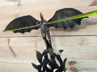 Dragon Torch Sconce: Black Metal Wall Light Fixture