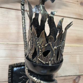 Dragon Torch Sconce: Black Metal Wall Light Fixture
