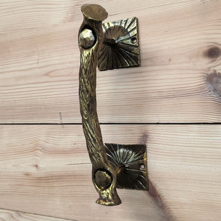 Hand Forged Barn Door Handle: Gold Metal Branch Door Pull
