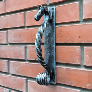 Hand Forged Steel Horse Barn Door Handle: Rustic Stable Decor