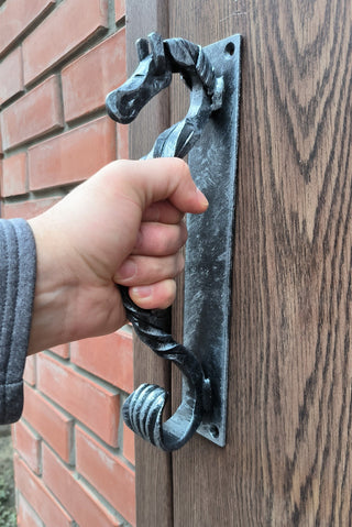 Hand Forged Steel Horse Barn Door Handle: Rustic Stable Decor
