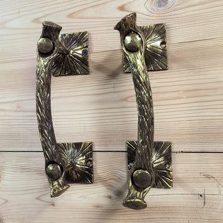 Hand Forged Branch Door Handles: Gold Metal Barn Door Pulls (Pair)