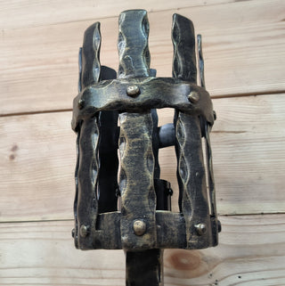 Hand Forged Viking Torch Wall Sconce - Bronze Metal Interior Light