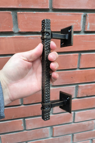 Hand Forged Wrought Iron Door Handle: Rustic Barn Door Decor