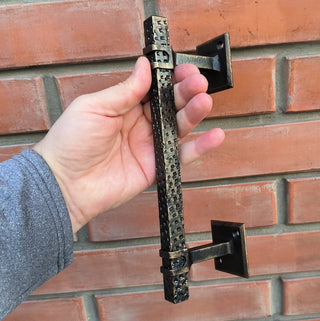 Hand Forged Wrought Iron Door Handle: Rustic Barn Door Decor