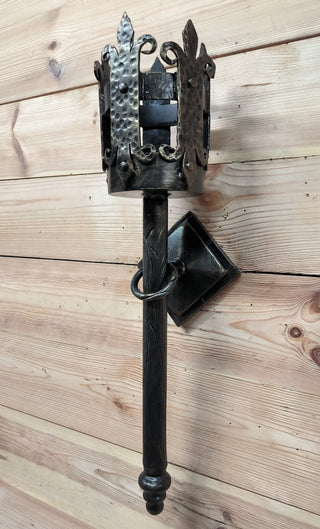 Hand Forged Metal Viking Torch Wall Sconce - Bronze Interior Light