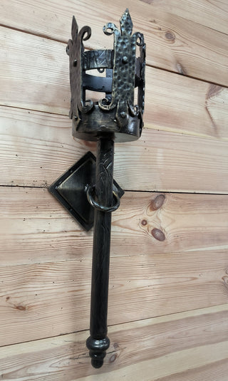 Hand Forged Metal Viking Torch Wall Sconce - Bronze Interior Light