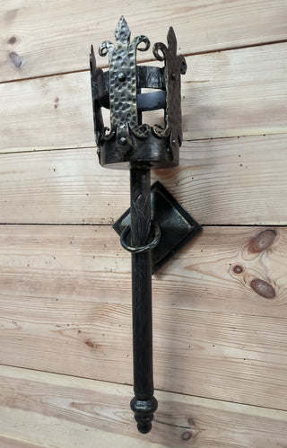 Hand Forged Metal Viking Torch Wall Sconce - Bronze Interior Light