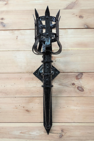 Metal wrought iron sconce, Torch wall lamp, Medieval style light fixture