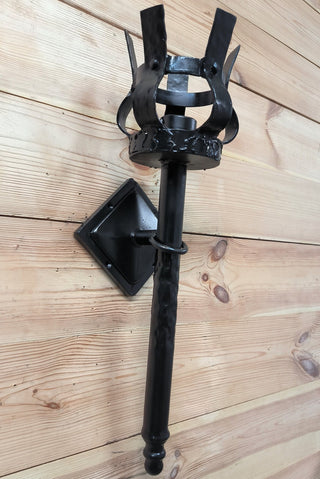 Hand Forged Black Metal Wall Sconce Lamp