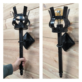 Hand Forged Black Metal Wall Sconce Lamp