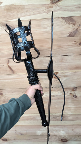 Wrought Iron Torch Sconce: Medieval Black Wall Lamp