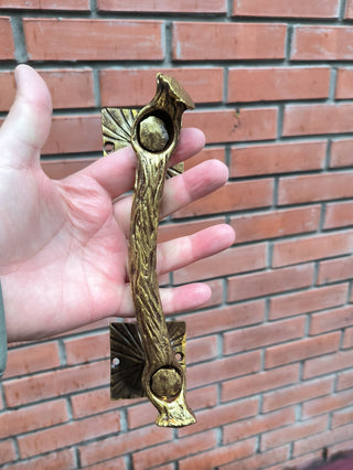 Hand Forged Barn Door Handle: Gold Metal Branch Door Pull