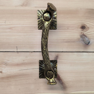 Hand Forged Branch Door Handles: Gold Metal Barn Door Pulls (Pair)