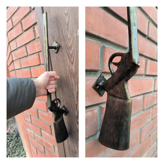 Front door handle, Shotgun, Rifle, Gun, Barn door handle, The hunter's door handle, Metal handle, Door decor