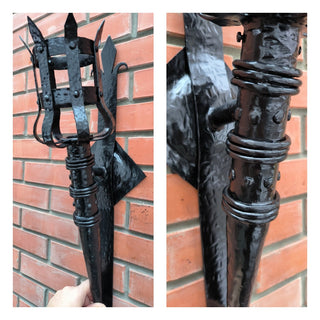 Gothic sconce, Metal wrought iron sconce, Torch wall lamp, Medieval style light fixture