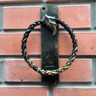 Door knocker, Wrought iron handle Ring, Hand forged handle, Door handle, Metal handle, Barn door handle