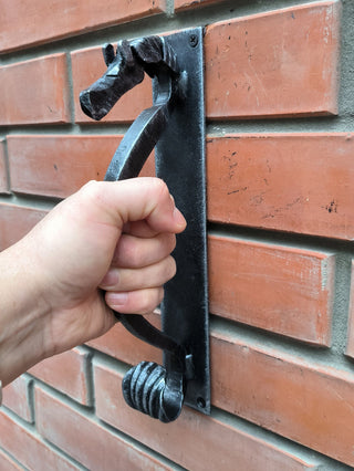 Hand Forged Steel Horse Barn Door Handle: Rustic Stable Decor