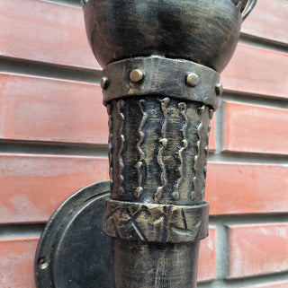 Handmade Forged Steel Wall Sconce: Medieval Torch Light