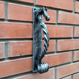 Hand Forged Steel Horse Barn Door Handle: Rustic Stable Decor