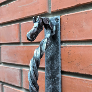 Hand Forged Steel Horse Barn Door Handle: Rustic Stable Decor