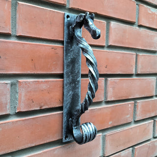 Hand Forged Steel Horse Barn Door Handle: Rustic Stable Decor