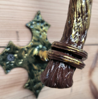 Hand Forged Metal Barn Door Handles: Branch Design, Gold Finish (Pair)