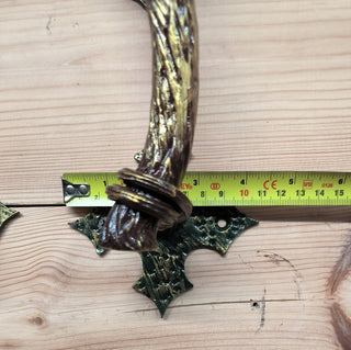 Hand Forged Metal Barn Door Handles: Branch Design, Gold Finish (Pair)
