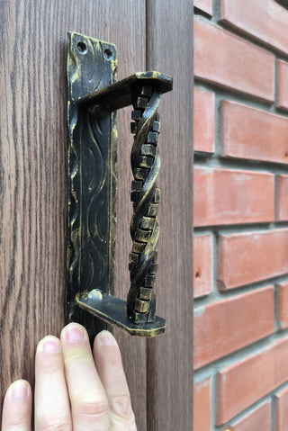 Hand Forged Wrought Iron Door Handle: Barn Door Decor