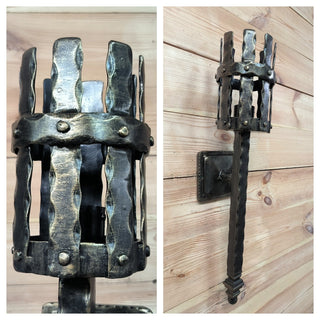 Hand Forged Viking Torch Wall Sconce - Bronze Metal Interior Light